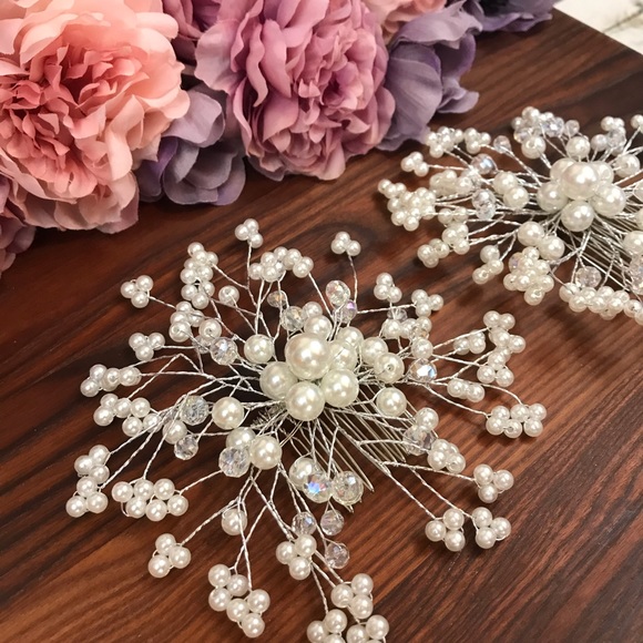 Pearl and Crystal Bridal Hair Combs - Picture 7 of 9
